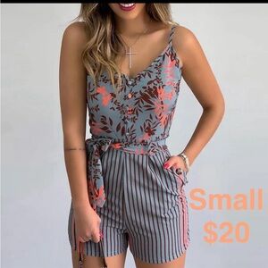 Grey Flowered Romper